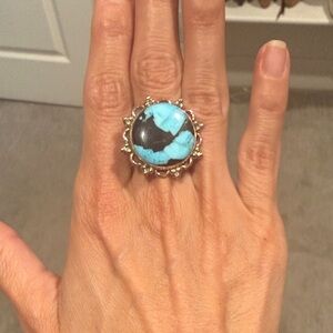 Turquoise and copper ring
